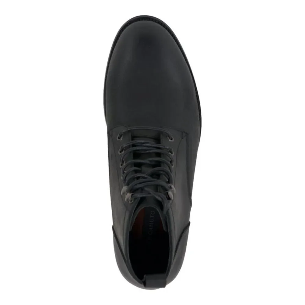VINCE CAMUTO Mens Black Pull Tab Lannie Toe Block Heel Leather Boots Shoes 10 M